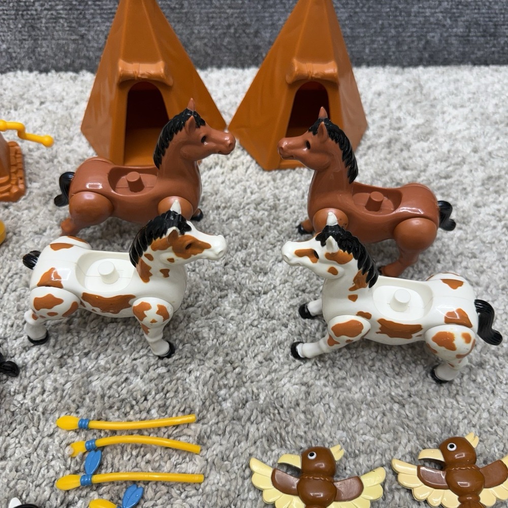 Vintage Playskool Lil' Playmates figures horses natives boats grills huge lot - Picture 6 of 16